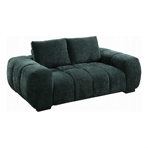 Errand Loveseat- Dark Green Chenille- Foam Cushions- Pine Wood 74 Inch
