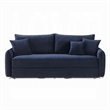Leif Sleeper Sofa- Full Fold Out Bed- 3 Pillows- Blue Velvet 88 Inch