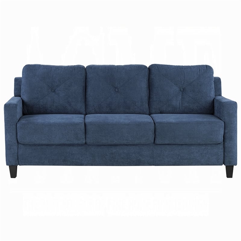 Royi Sofa- Track Armrest- 78 Inch- Blue Fabric Seat w Tufted Backrest
