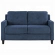 Royi Loveseat- Track Armrest- 58 Inch- Blue Fabric w Tufted Backrest