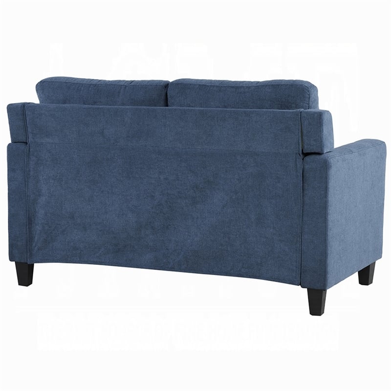 Royi Loveseat- Track Armrest- 58 Inch- Blue Fabric w Tufted Backrest