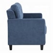Royi Loveseat- Track Armrest- 58 Inch- Blue Fabric w Tufted Backrest
