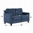Royi Loveseat- Track Armrest- 58 Inch- Blue Fabric w Tufted Backrest