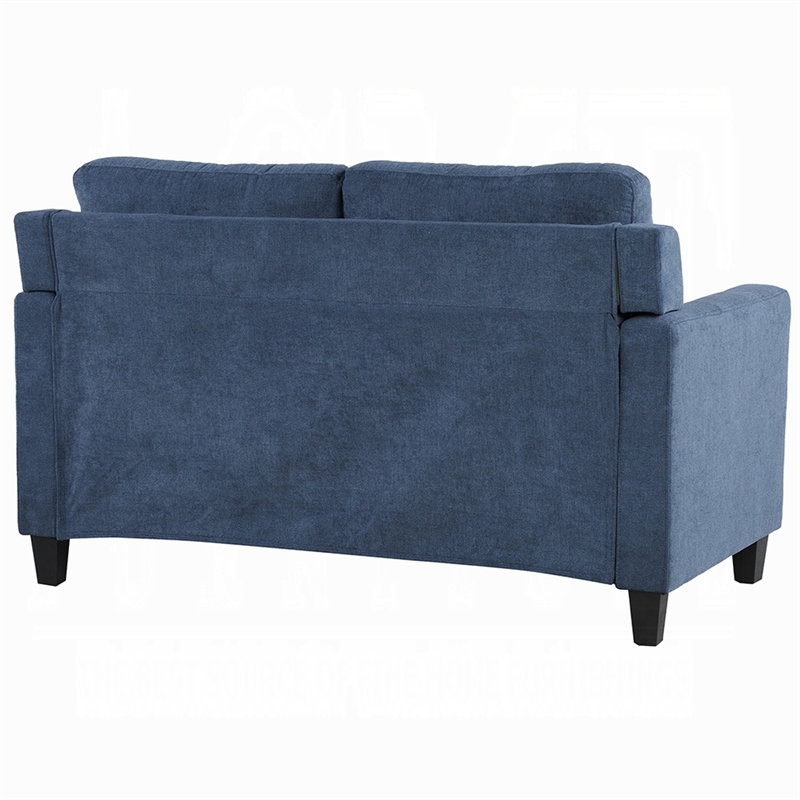 Royi Loveseat- Track Armrest- 58 Inch- Blue Fabric w Tufted Backrest