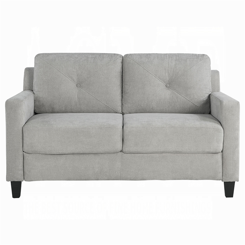 Royi Loveseat- Track Armrest- 58 Inch- Gray Fabric w Tufted Backrest