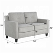 Royi Loveseat- Track Armrest- 58 Inch- Gray Fabric w Tufted Backrest