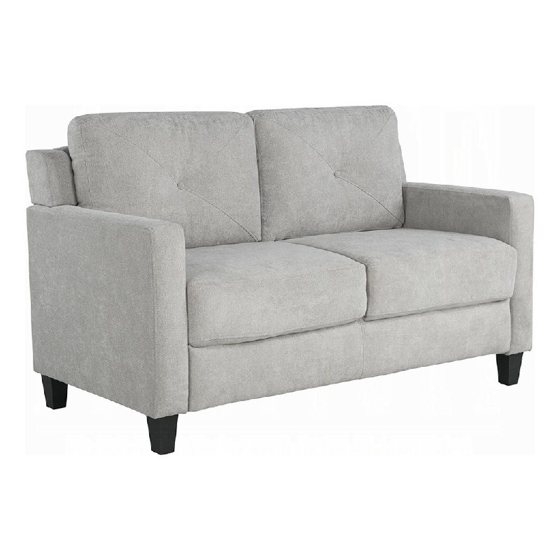 Royi Loveseat- Track Armrest- 58 Inch- Gray Fabric w Tufted Backrest