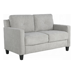 Royi Loveseat- Track Armrest- 58 Inch- Gray Fabric w Tufted Backrest