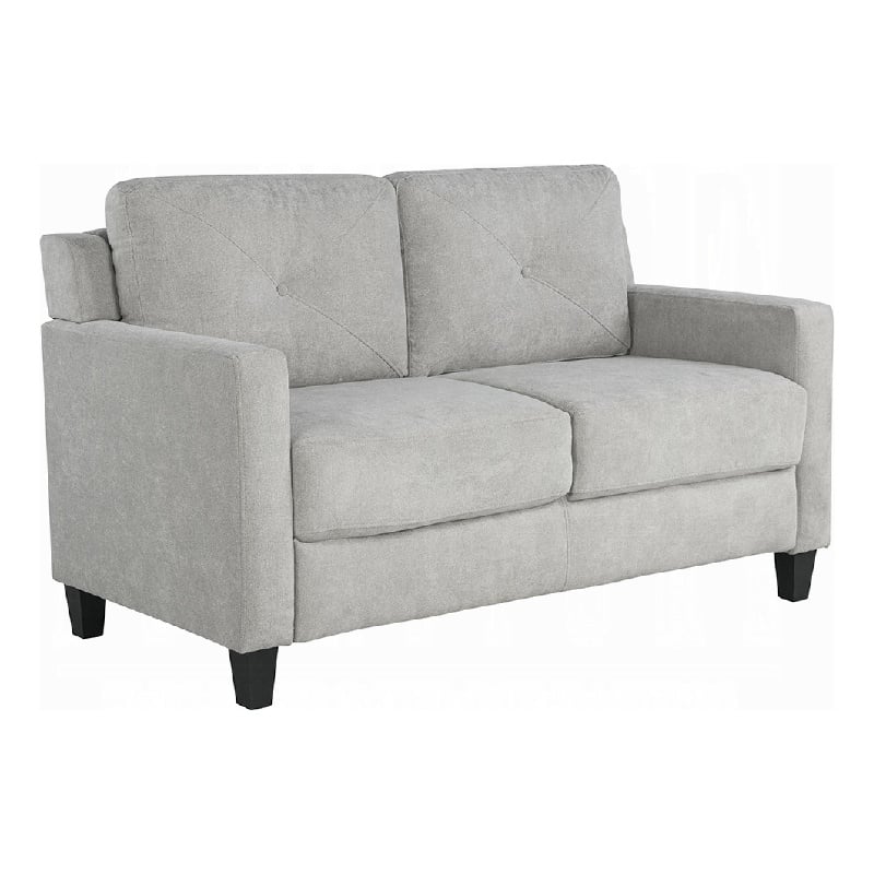 Royi Loveseat- Track Armrest- 58 Inch- Gray Fabric w Tufted Backrest