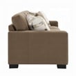 Lenu Modern Sofa w 4 Accent Pillows- Soft Brown Suede Fabric- 89 Inch
