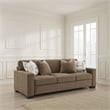 Lenu Modern Sofa w 4 Accent Pillows- Soft Brown Suede Fabric- 89 Inch