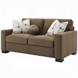 Lenu Modern Loveseat w 3 Accent Pillows- Brown Suede Fabric- 69 Inch