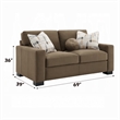 Lenu Modern Loveseat w 3 Accent Pillows- Brown Suede Fabric- 69 Inch