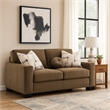 Lenu Modern Loveseat w 3 Accent Pillows- Brown Suede Fabric- 69 Inch