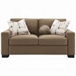 Lenu Modern Loveseat w 3 Accent Pillows- Brown Suede Fabric- 69 Inch