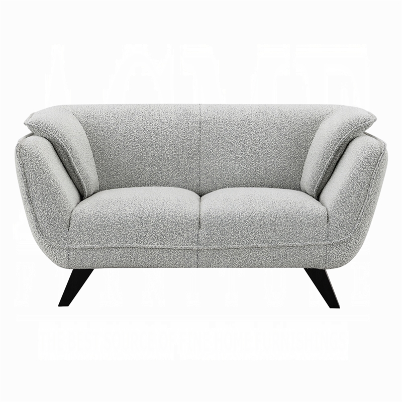 Naeli Loveseat- Rounded Light Gray Boucle- 65 Inch Solid Pine Wood