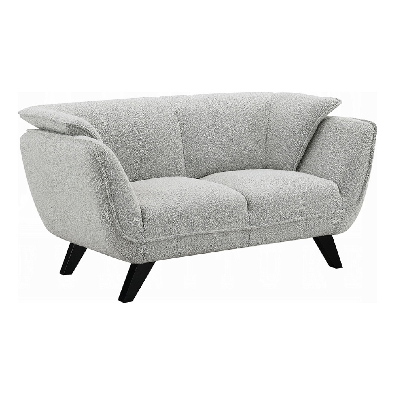 Naeli Loveseat- Rounded Light Gray Boucle- 65 Inch Solid Pine Wood