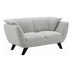 Naeli Loveseat- Rounded Light Gray Boucle- 65 Inch Solid Pine Wood