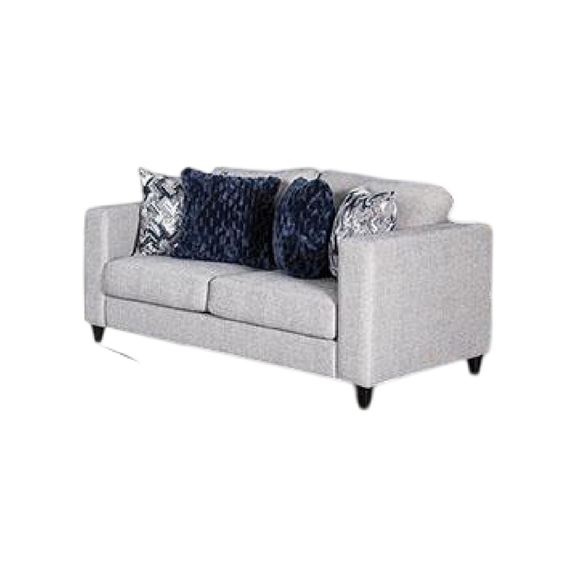 Harie 2pc Sofa and Loveseat Set- 9 Accent Pillows- Light Gray Chenille