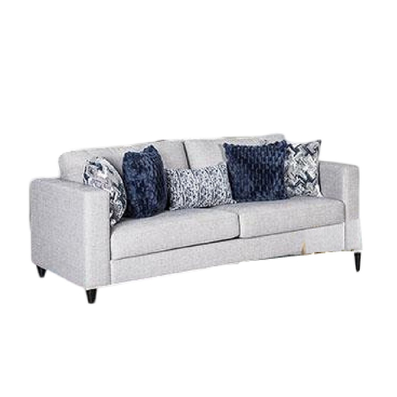Harie 2pc Sofa and Loveseat Set- 9 Accent Pillows- Light Gray Chenille