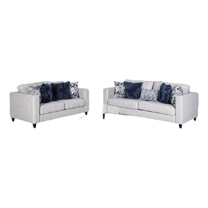 Harie 2pc Sofa and Loveseat Set- 9 Accent Pillows- Light Gray Chenille