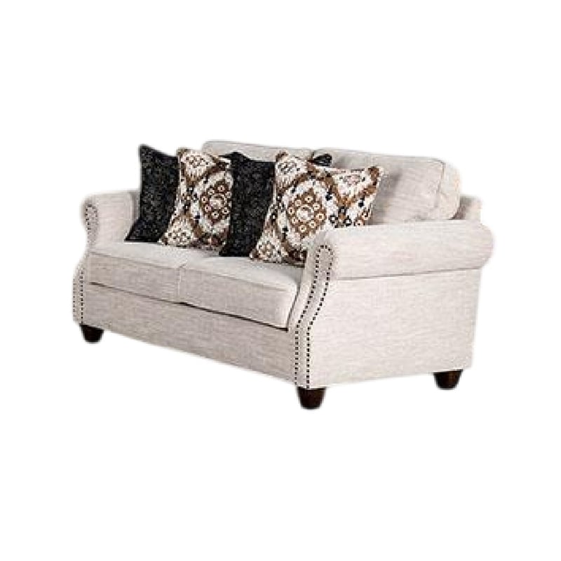Serra 2pc Sofa and Loveseat Set- 9 Accent Pillows- Greige Polyester