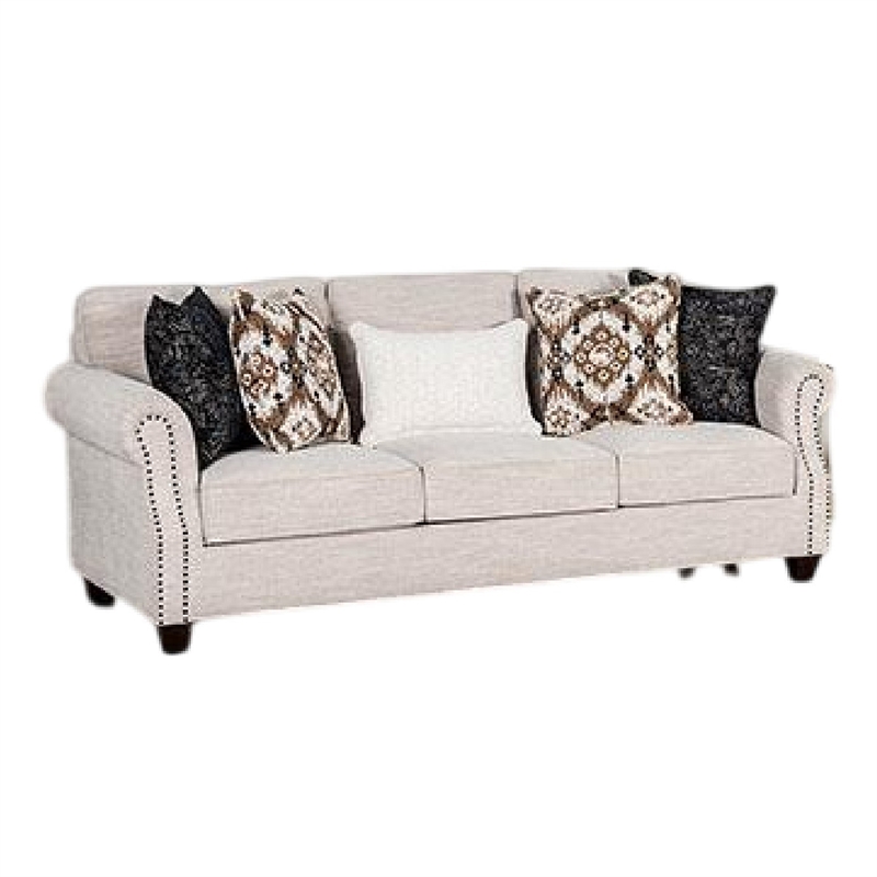 Serra 2pc Sofa and Loveseat Set- 9 Accent Pillows- Greige Polyester