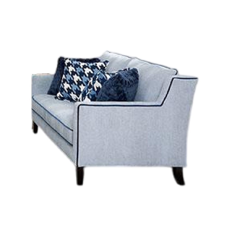 Colin 2pc Sofa and Loveseat Set- 8 Throw Pillows- Gray- Blue Polyester