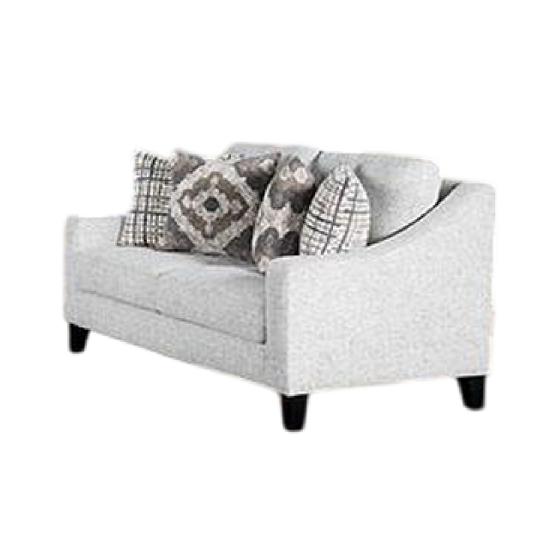 Riana 2pc Sofa and Loveseat Set- 9 Accent Pillows- Modern White- Black