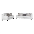 Riana 2pc Sofa and Loveseat Set- 9 Accent Pillows- Modern White- Black