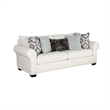 Berrie 2pc Sofa Loveseat Set- 9 Throw Pillows- Modern White Polyester
