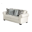Berrie 2pc Sofa Loveseat Set- 9 Throw Pillows- Modern White Polyester
