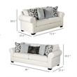 Berrie 2pc Sofa Loveseat Set- 9 Throw Pillows- Modern White Polyester