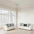 Berrie 2pc Sofa Loveseat Set- 9 Throw Pillows- Modern White Polyester