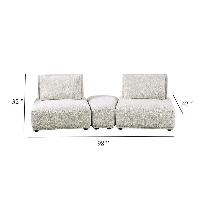 Stavan Modular Curved 2 Seat Sofa- Ottoman Gray Boucle Adjustable Back