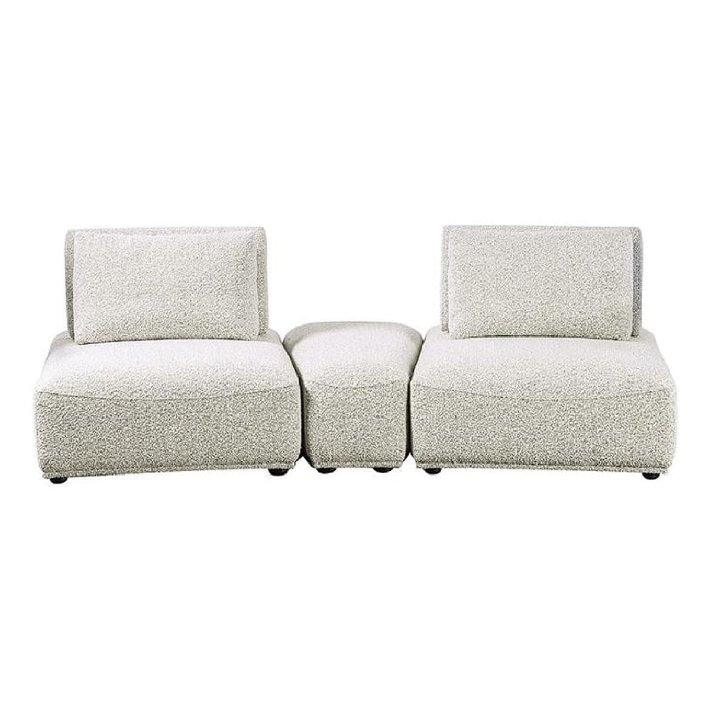 Stavan Modular Curved 2 Seat Sofa- Ottoman Gray Boucle Adjustable Back