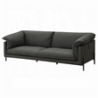 Semi Loveseat- Box Edge Design- Black Top Grain Leather- 69 Inch