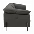 Semi Loveseat- Box Edge Design- Black Top Grain Leather- 69 Inch