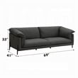 Semi Loveseat- Box Edge Design- Black Top Grain Leather- 69 Inch