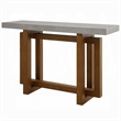 Joshua Sofa Table with Cross Base- Faux Concrete- Brown Wood 47 Inch