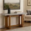Joshua Sofa Table with Cross Base- Faux Concrete- Brown Wood 47 Inch