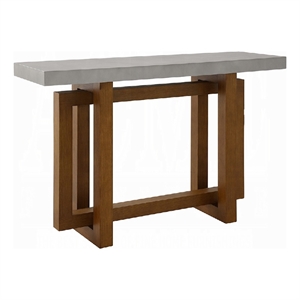 Joshua Sofa Table with Cross Base- Faux Concrete- Brown Wood 47 Inch