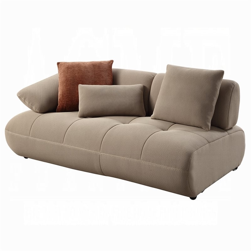 Erico L Sectional Sofa- 6 Pillows- Beige Sandwich Mesh Fabric 121 Inch