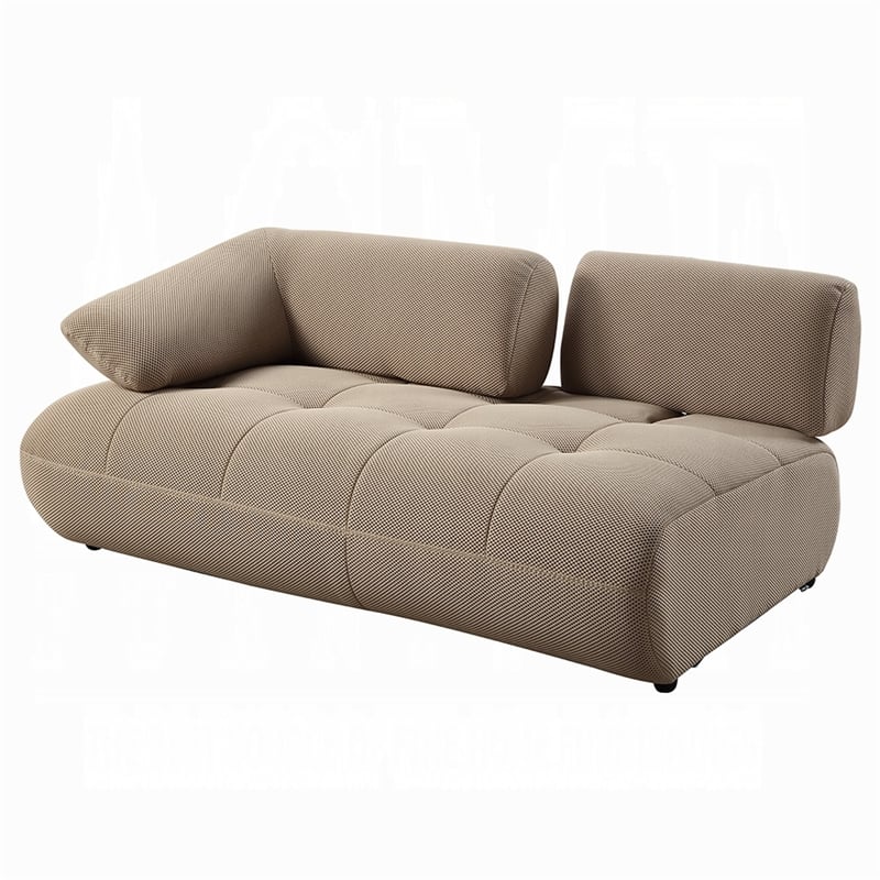 Erico L Sectional Sofa- 6 Pillows- Beige Sandwich Mesh Fabric 121 Inch
