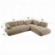 Erico L Sectional Sofa- 6 Pillows- Beige Sandwich Mesh Fabric 121 Inch