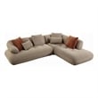 Erico L Sectional Sofa- 6 Pillows- Beige Sandwich Mesh Fabric 121 Inch