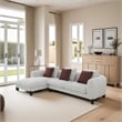 Meru Sectional Sofa- 3 Pillows- Maroon Beige Tweed Boucle- 120 Inch