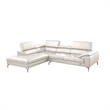 Doel 2pc Sectional Sofa Set w Right Facing Chaise- White Faux Leather