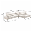 Doel 2pc Sectional Sofa Set w Right Facing Chaise- White Faux Leather