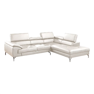 Doel 2pc Sectional Sofa Set w Right Facing Chaise- White Faux Leather